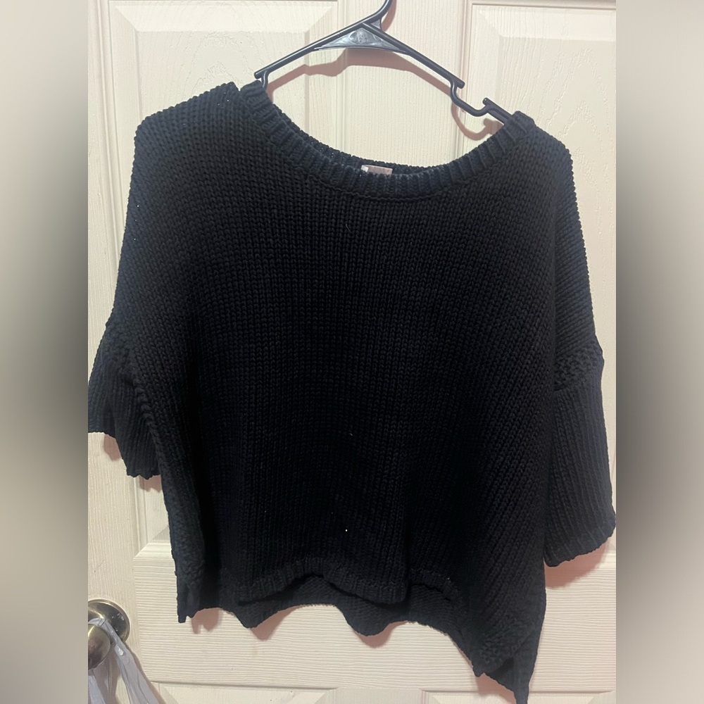 Poetry black Knit Sweater size small 100 cotton